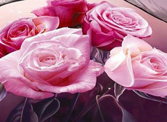 Pink Roses 3D Printed Cotton Luxury 4-Piece Bedding Sets/Duvet Covers