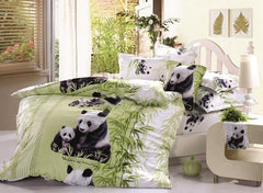 3D Mother and Baby Pandas Printed Cotton Luxury 4-Piece Bedding Sets/Duvet Covers