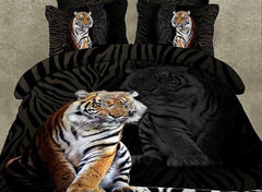 Skincare Tiger Print Luxury 4-Piece Polyester 3D Bedding Sets
