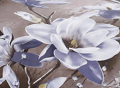 3D White Magnolia Printed Cotton Luxury 4-Piece Bedding Sets/Duvet Cover