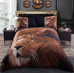 Golden Lion Head 3D Printed Polyester Luxury 4-Piece Bedding Sets