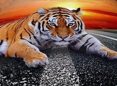 3D Lying Tiger at Dusk Printed Cotton Luxury 4-Piece Bedding Sets/Duvet Covers