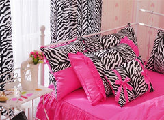 Zebra Stripe Pattern Cotton Full Size Luxury 4-Piece Pink Duvet Covers/Bedding Sets