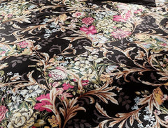 Beautiful Flower Blooming Print Black Luxury 4-Piece Bedding Sets/Duvet Cover