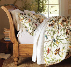 Soft Country Spring Birds and Flowers Print Luxury 4-Piece Cotton Duvet Cover Sets