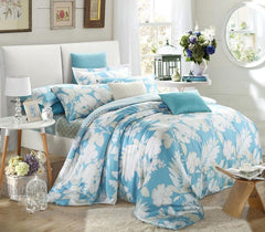 White and Blue Scenery Luxury 4-Piece Tencel Duvet Cover Sets