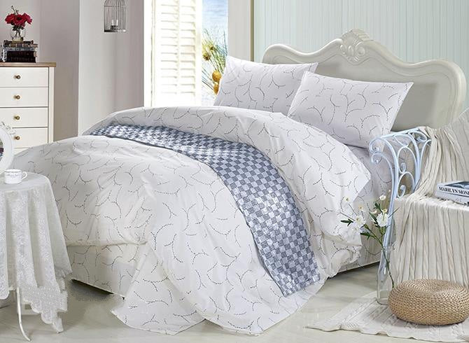 Noble Concise Style Luxury 4-Piece White Cotton Bedding Sets/Duvet Cover