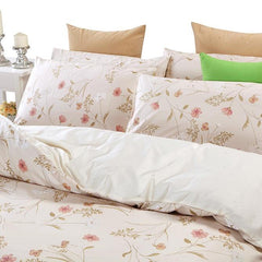 Top Class Pink Floral Cozy 100% Cotton Luxury 4-Piece Duvet Cover Sets