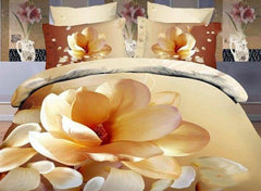 3D Magnolia Printed Elegant Style Cotton Luxury 4-Piece Bedding Sets/Duvet Covers
