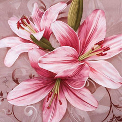 3D Pink Lily Printed Elegant Cotton Luxury 4-Piece Bedding Sets/Duvet Cover