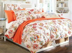 American Pastoral Style Bright Flowers Printing Luxury 4-Piece Cotton Duvet Cover Sets