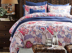 American Pastoral Style 100% Cotton Luxury 4-Piece Floral Duvet Cover Sets