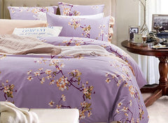 Graceful Pastoral Floral Style Purple Luxury 4-Piece Cotton Bedding Sets/Duvet Cover