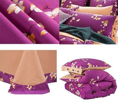 American Pastoral Style Floral Print Purple Luxury 4-Piece Bedding Sets/Duvet Cover