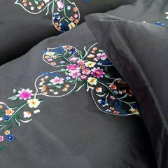 Luxury Style Flower Rattan Design Gray Cotton 4-Piece Bedding Sets/Duvet Cover