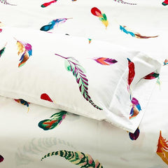 New Style Colorful Feather Pattern Luxury 4-Piece Cotton Duvet Cover Sets