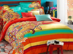 Luxurious Retro Ethnic Style Colorful Luxury 4-Piece Cotton Duvet Cover Sets