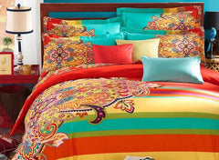 Luxurious Retro Ethnic Style Colorful Luxury 4-Piece Cotton Duvet Cover Sets