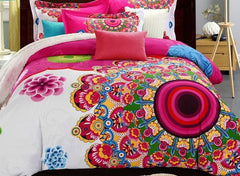 Ethnic Flowers Print Bohemian Style Cotton Luxury 4-Piece Bedding Sets/Duvet Covers