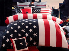 American Flag Reactive Printed Fluffy Luxury 4-Piece Bedding Sets/Duvet Cover