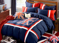 Unique England Flag Printed Luxury 4-Piece Cotton Bedding Sets/Duvet Cover