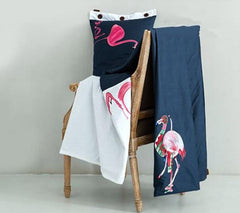 Elegant Pink Flamingo Embroidery Luxury 4-Piece Cotton Bedding Sets/Duvet Cover
