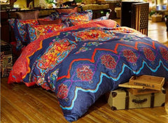 Chic Ethnic Pattern Print Staple Cotton Luxury 4-Piece Duvet Cover Sets