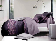 Purple Paisley Print Polyester Luxury 4-Piece Bedding Sets/Duvet Covers