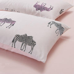 Concise Zebra Couple Print Luxury 4-Piece Cotton Duvet Cover Sets