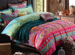 Fabulous Damask Print Pink Luxury 4-Piece Cotton Bedding Sets/Duvet Cover