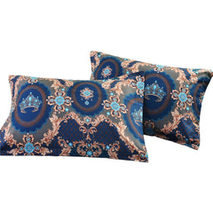 Double Printed Flowers Ethnic Style Blue Polyester Luxury 3-Piece Bedding Sets/Duvet Cover
