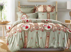 Rose and Plaid Printed Ethnic Style Blue Polyester Luxury 3-Piece Bedding Sets/Duvet Cover