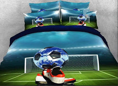 3D Soccer Ball and Shoes Printed Cotton Luxury 4-Piece Bedding Sets/Duvet Covers