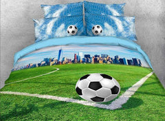 3D Soccer Field and City Scenery Printed Luxury 4-Piece Bedding Sets/Duvet Covers