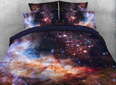 3D Galaxy and Galactic Nebula Printed Cotton Luxury 4-Piece Bedding Sets/Duvet Covers