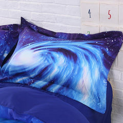 3D Spiral Galaxy Universe Printed Cotton Luxury 4-Piece Blue Bedding Sets/Duvet Covers
