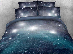 3D Gradient Starry Galaxy Printed Cotton Luxury 4-Piece Bedding Sets/Duvet Covers