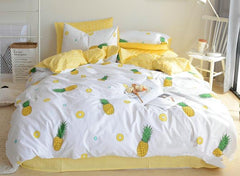 Pineapple Yellow Fresh Style Cotton Luxury 4-Piece Bedding Sets/Duvet Cover