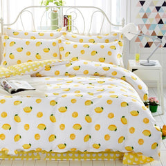 Yellow Lemon Fresh Style Cotton Luxury 4-Piece Bedding Sets/Duvet Cover