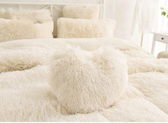 Solid Creamy White Soft Luxury 4-Piece Fluffy Bedding Sets/Duvet Cover