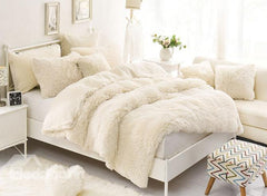 Solid Creamy White Soft Luxury 4-Piece Fluffy Bedding Sets/Duvet Cover
