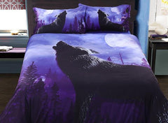 3D Howling Wolf Printed Cotton Luxury 4-Piece Bedding Sets/Duvet Covers