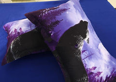 3D Howling Wolf Printed Cotton Luxury 4-Piece Bedding Sets/Duvet Covers