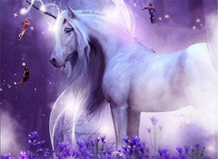 3D Unicorn and Fairies Printed Cotton Luxury 4-Piece Purple Bedding Sets/Duvet Covers