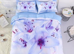3D Cluster of Lilies Printed Cotton Luxury 4-Piece Bedding Sets/Duvet Covers