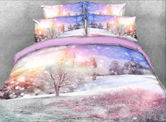 3D Winter Forest Printed Cotton Luxury 4-Piece Bedding Sets/Duvet Covers