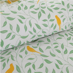 Designer Brocade Green Leaves Yellow Birds Pastoral Style Luxury 4-Piece Cotton Bedding Sets