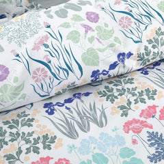Designer Brocade Spring Green Plants and Flowers Blossom Luxury 4-Piece Cotton Bedding Sets