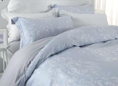 Designer Brocade White Plants Pattern Luxury 4-Piece Cotton Bedding Sets/Duvet Cover