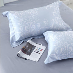 Designer Brocade White Plants Pattern Luxury 4-Piece Cotton Bedding Sets/Duvet Cover